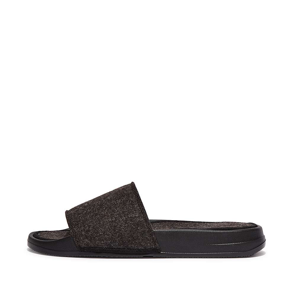 Fitflop IQUSHION E01 Felt Badslippers Dames Zwart | PVZ341987