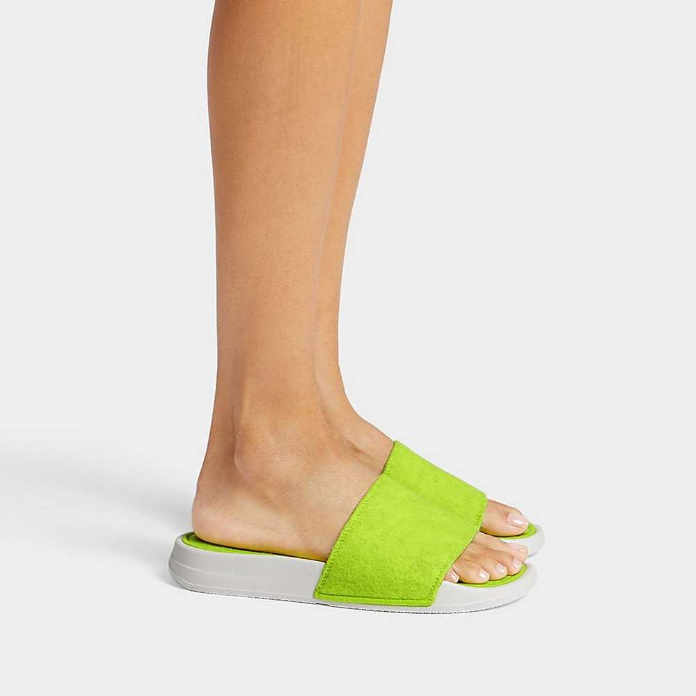 Fitflop IQUSHION E01 Neon Felt Badslippers Dames Geel | JSG941650