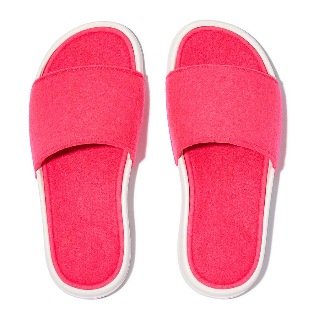 Fitflop IQUSHION E01 Neon Felt Badslippers Dames Roze | UDT320954