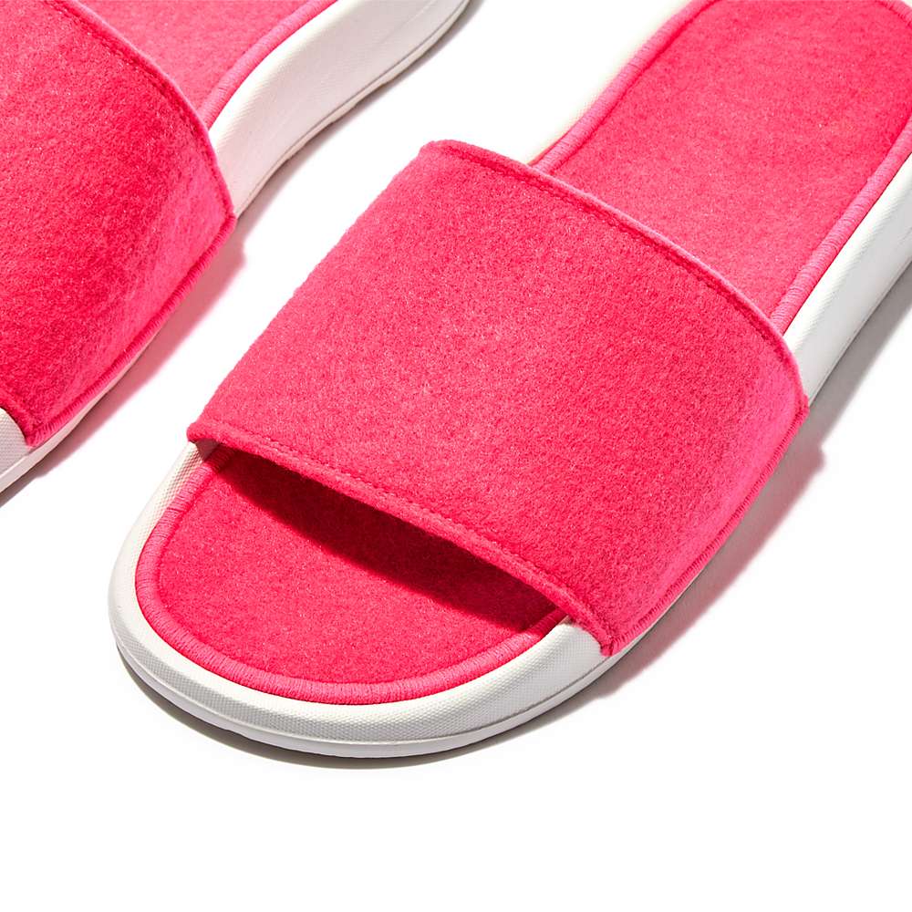 Fitflop IQUSHION E01 Neon Felt Badslippers Dames Roze | UDT320954