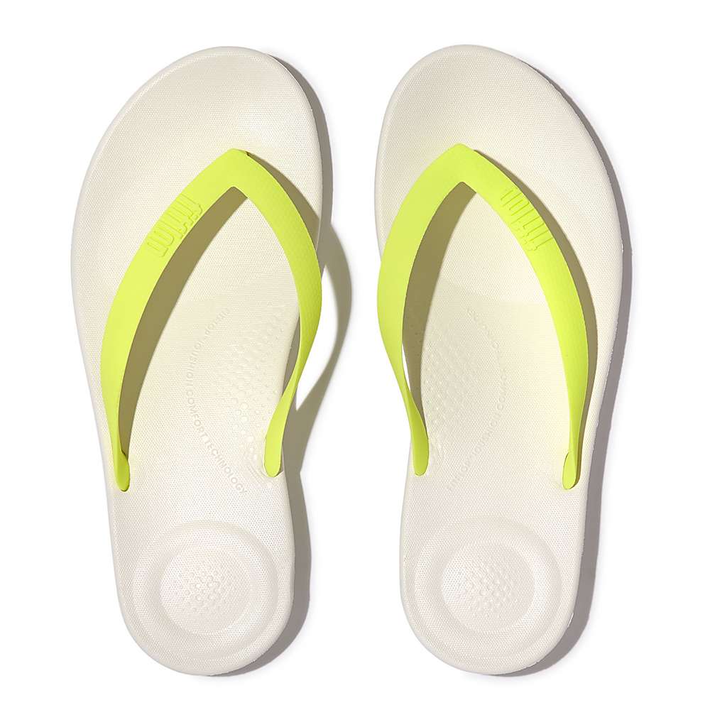 Fitflop IQUSHION Ergonomic Teenslippers Heren Wit Geel | BWV594208