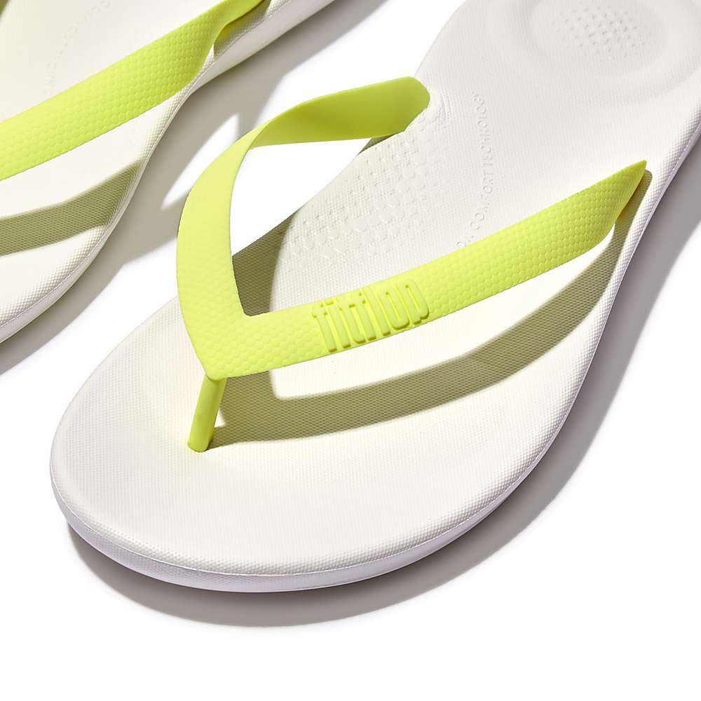 Fitflop IQUSHION Ergonomic Teenslippers Heren Wit Geel | BWV594208