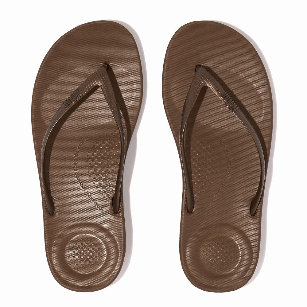 Fitflop IQUSHION Ergonomic Teenslippers Dames Chocola | JSQ237158