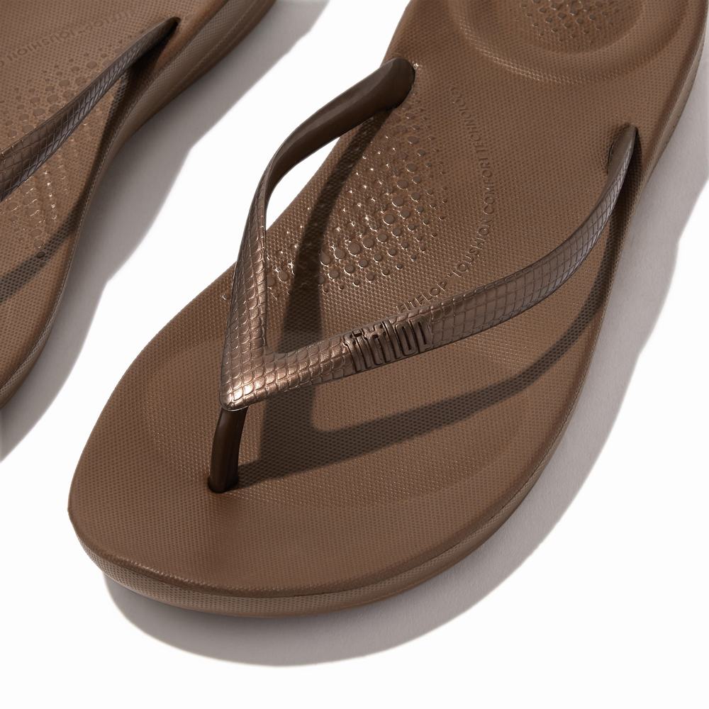 Fitflop IQUSHION Ergonomic Teenslippers Dames Chocola | JSQ237158