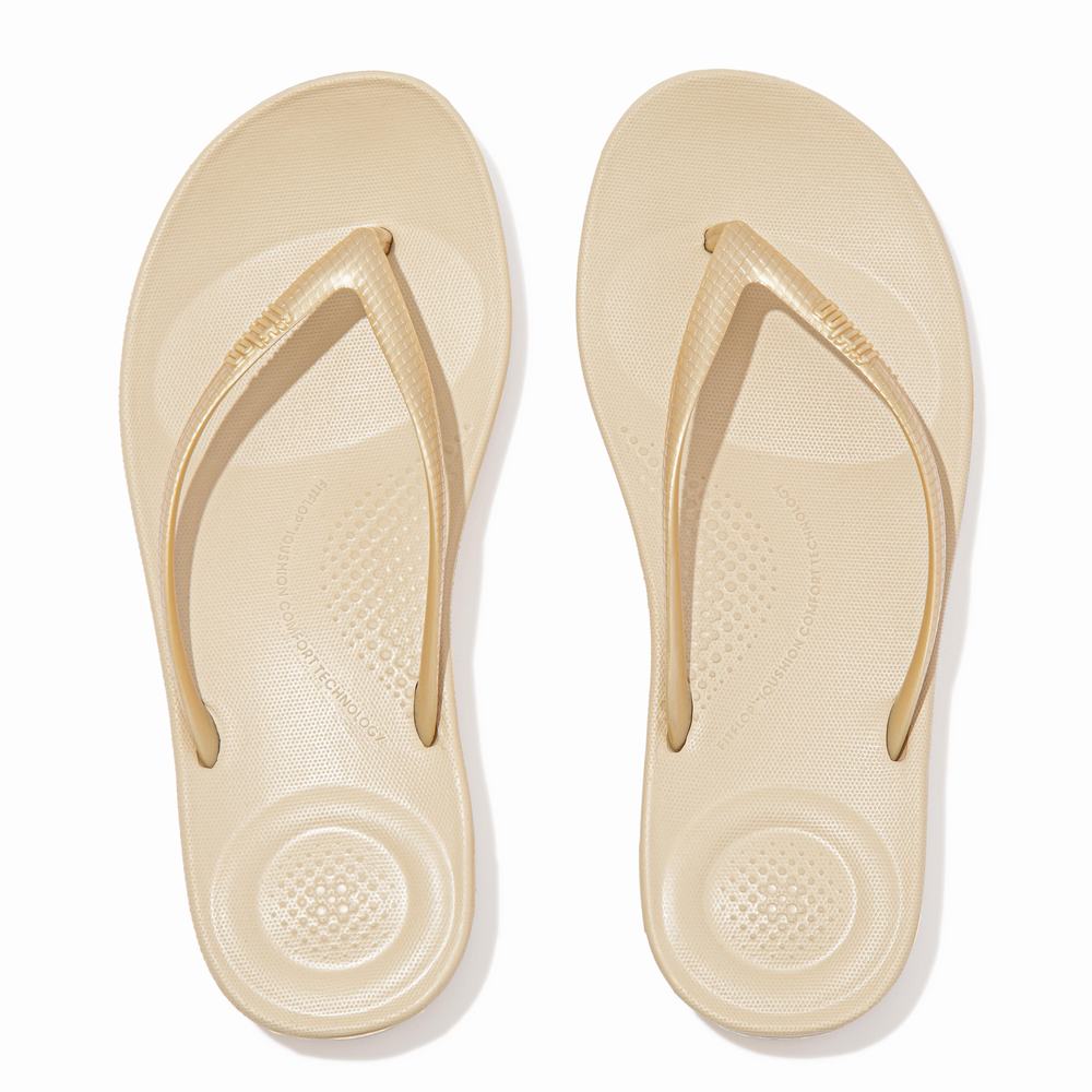 Fitflop IQUSHION Ergonomic Teenslippers Dames Goud | LDO807391