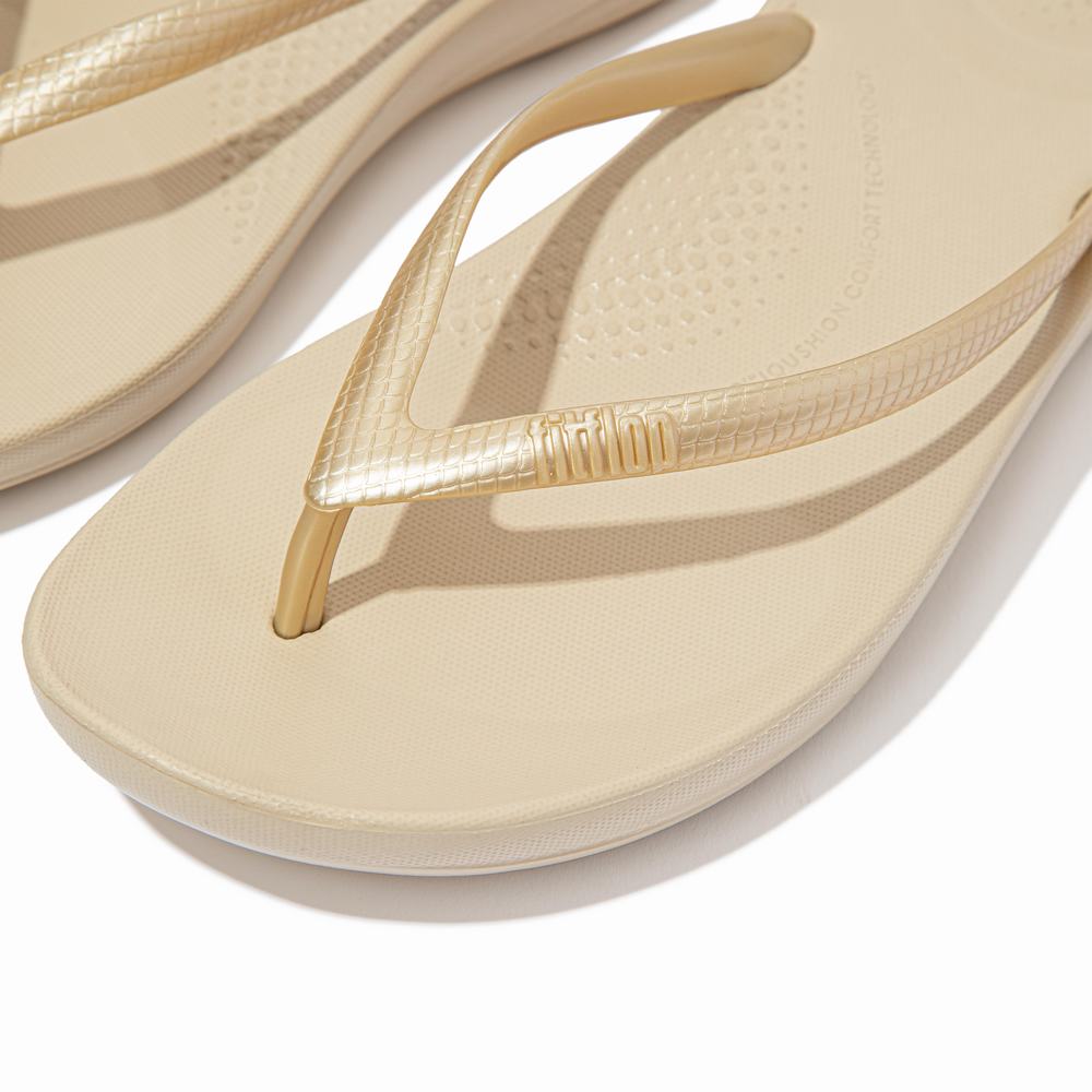 Fitflop IQUSHION Ergonomic Teenslippers Dames Goud | LDO807391