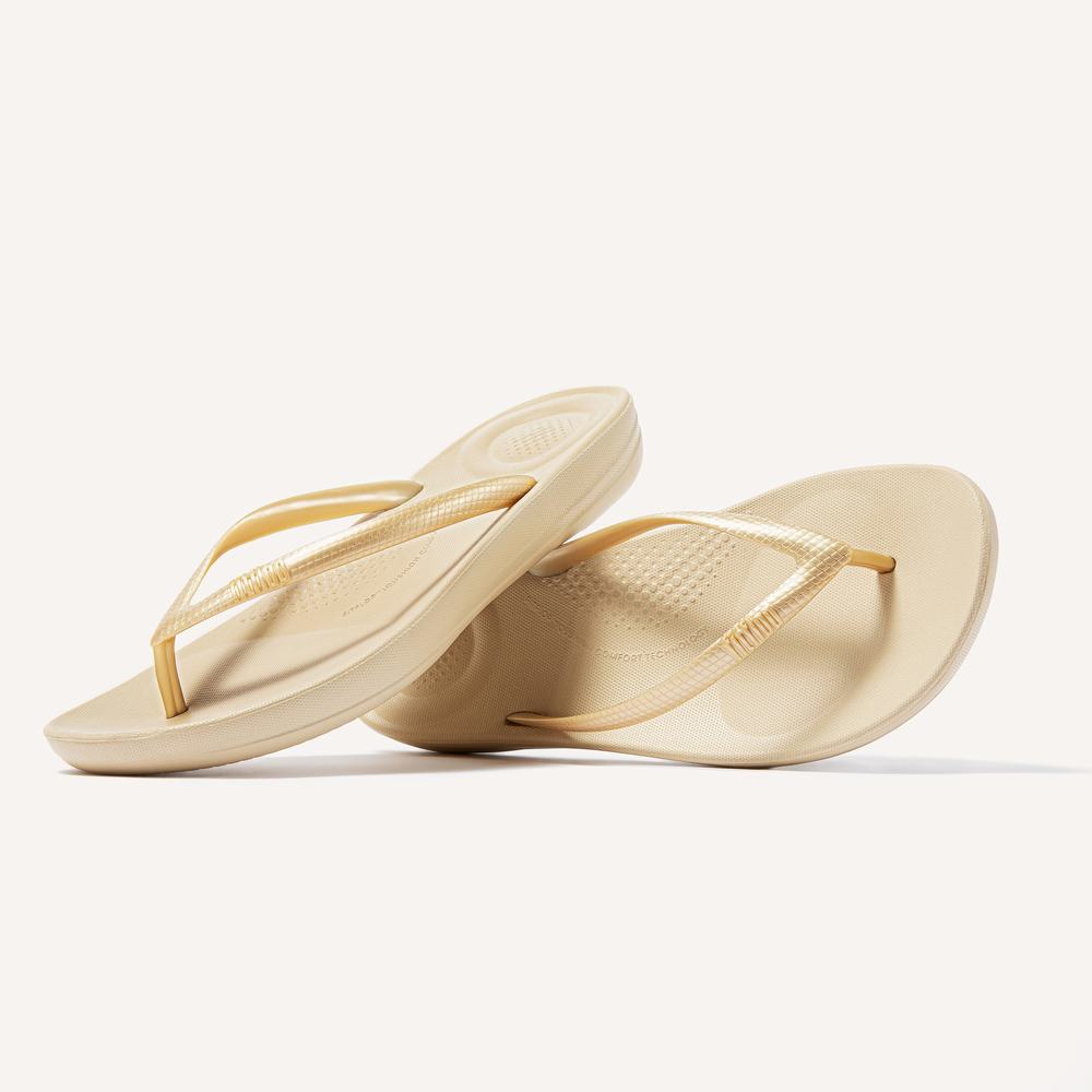 Fitflop IQUSHION Ergonomic Teenslippers Dames Goud | LDO807391