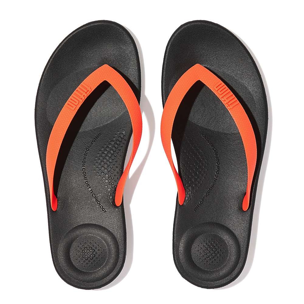 Fitflop IQUSHION Ergonomic Teenslippers Heren Zwart Oranje | QWB620459