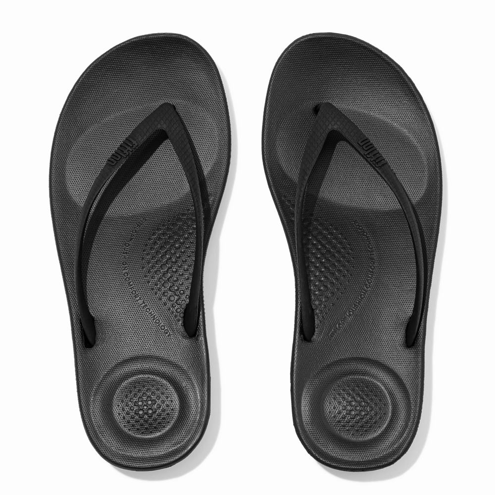 Fitflop IQUSHION Ergonomic Teenslippers Dames Zwart | TSI321690