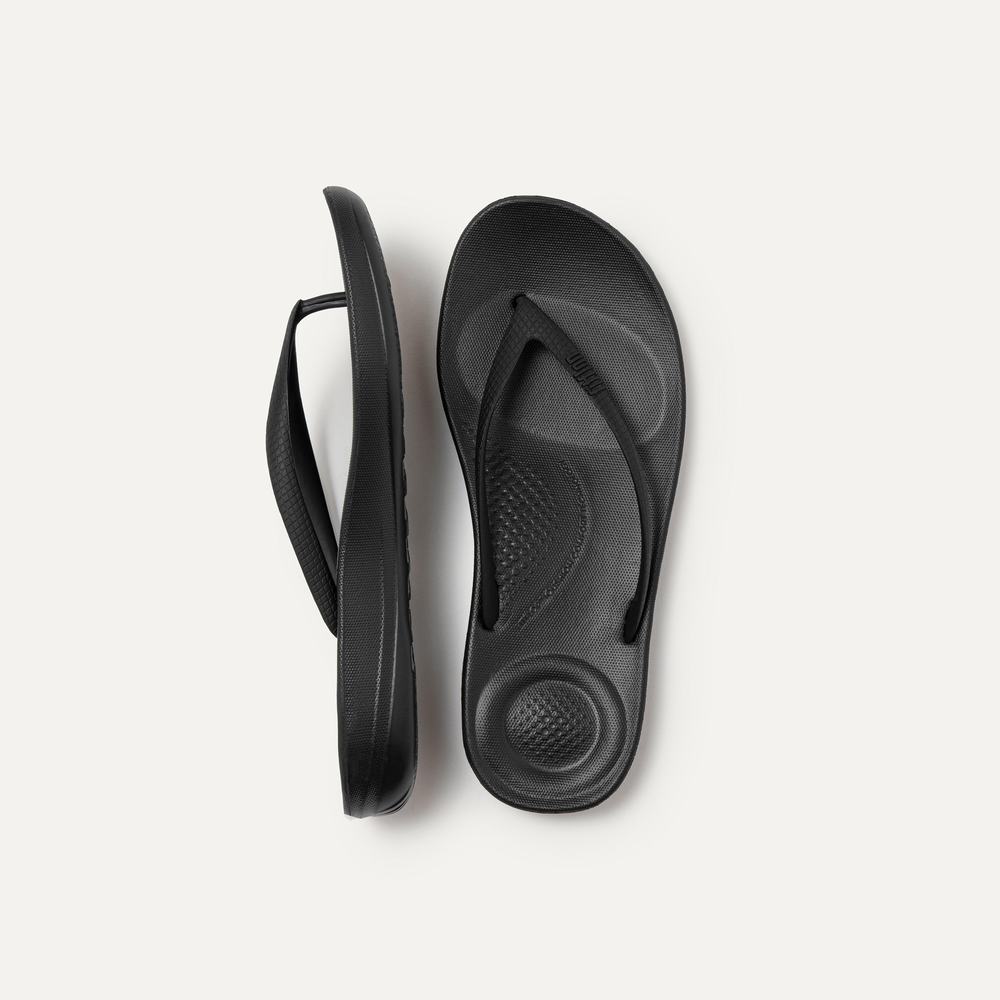 Fitflop IQUSHION Ergonomic Teenslippers Dames Zwart | TSI321690