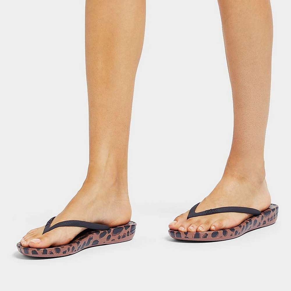 Fitflop IQUSHION Leopard-Print Teenslippers Dames Leopard | TNR720365