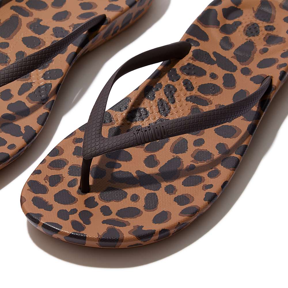 Fitflop IQUSHION Leopard-Print Teenslippers Dames Leopard | TNR720365