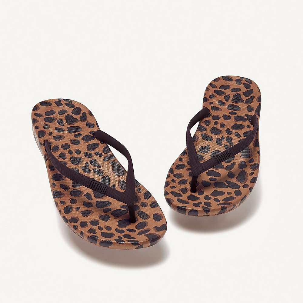 Fitflop IQUSHION Leopard-Print Teenslippers Dames Leopard | TNR720365