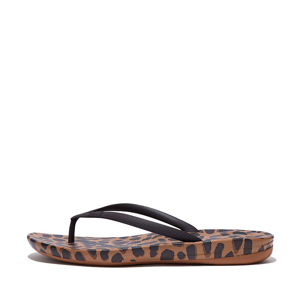 Fitflop IQUSHION Leopard-Print Teenslippers Dames Leopard | TNR720365