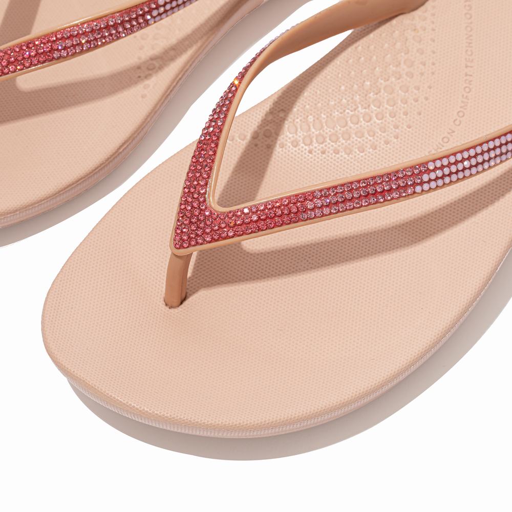 Fitflop IQUSHION Ombre Sparkle Teenslippers Dames Roze | ILM596384