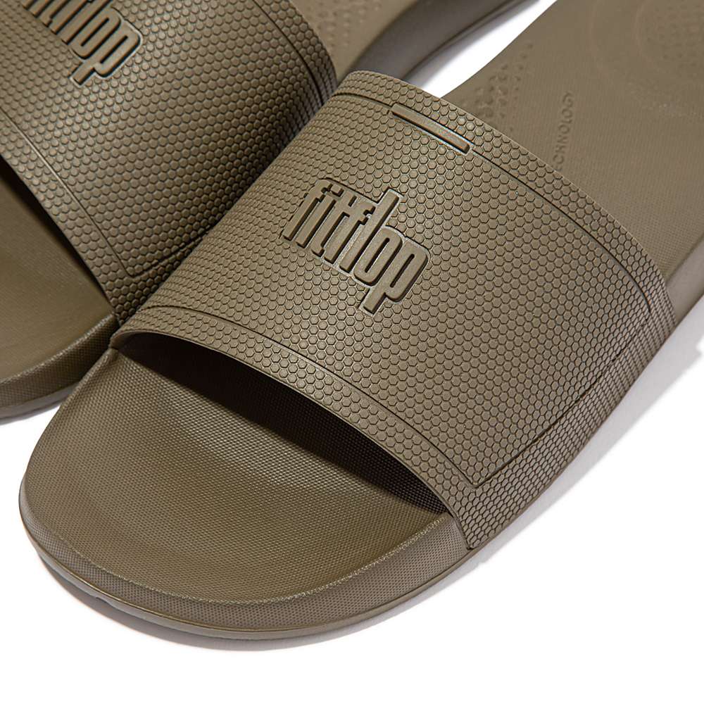 Fitflop IQUSHION Pool Badslippers Heren Olijfgroen | ERG390425