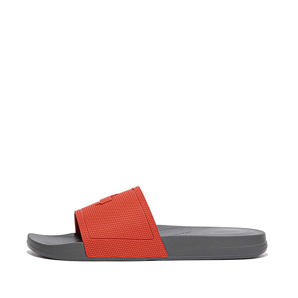 Fitflop IQUSHION Pool Badslippers Heren Rood Grijs | FIT152437