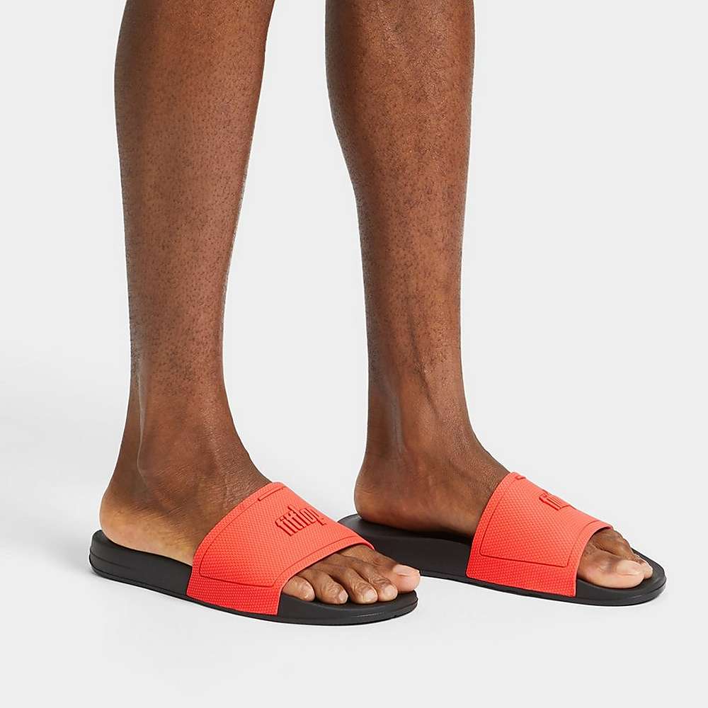 Fitflop IQUSHION Pool Badslippers Heren Zwart Oranje | HJU071629