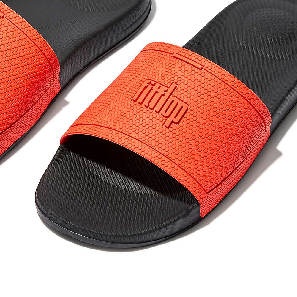 Fitflop IQUSHION Pool Badslippers Heren Zwart Oranje | HJU071629