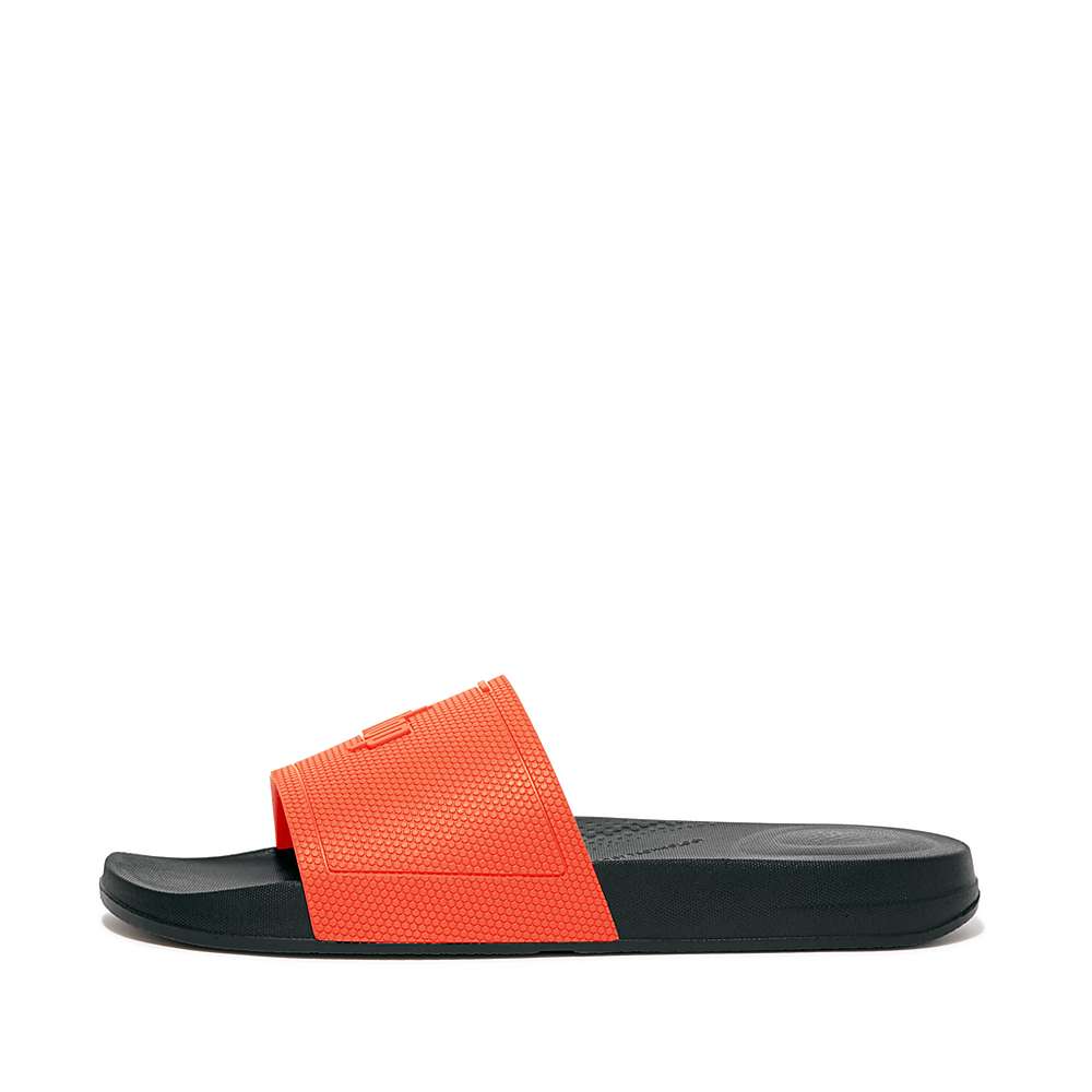 Fitflop IQUSHION Pool Badslippers Heren Zwart Oranje | HJU071629