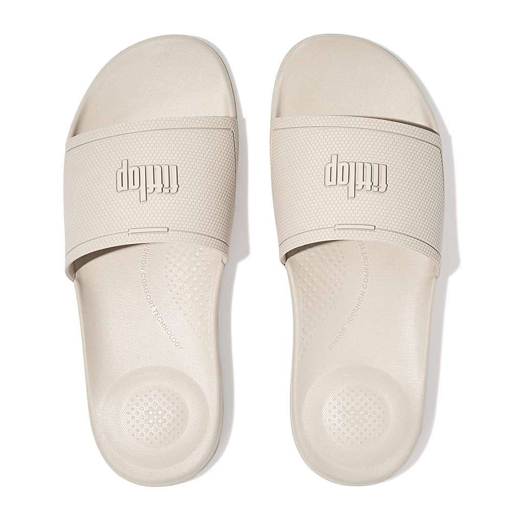 Fitflop IQUSHION Pool Badslippers Heren Grijs Beige | UVK710492