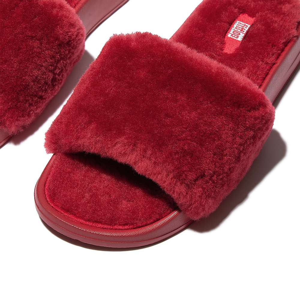 Fitflop IQUSHION Shearling Slippers Dames Rood | UXS365780