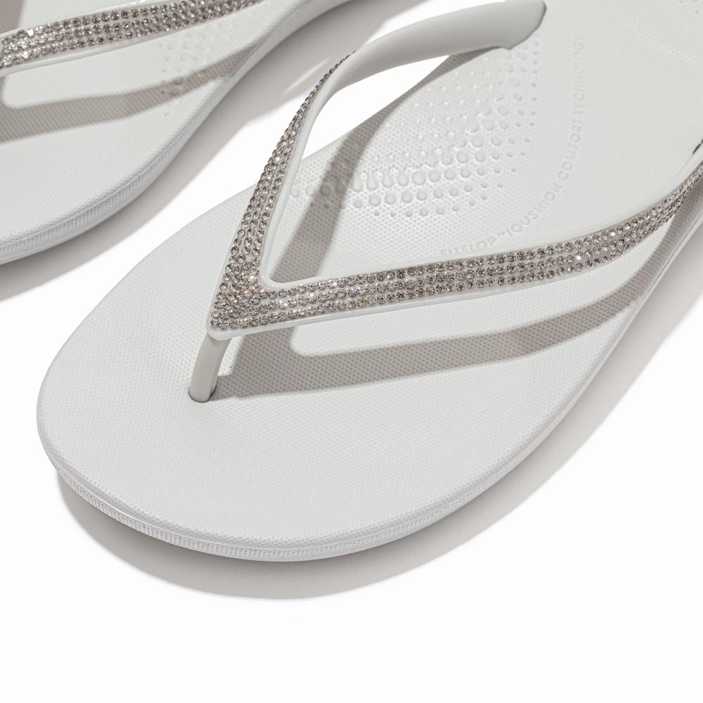 Fitflop IQUSHION Sparkle Ergonomic Teenslippers Dames Grijs | TRX740682