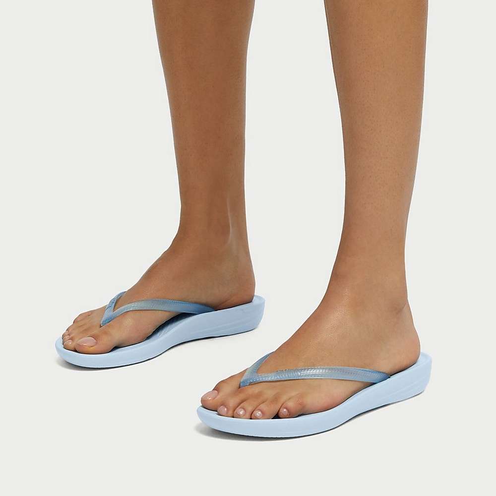 Fitflop IQUSHION Transparent Teenslippers Dames Blauw | MBX134762