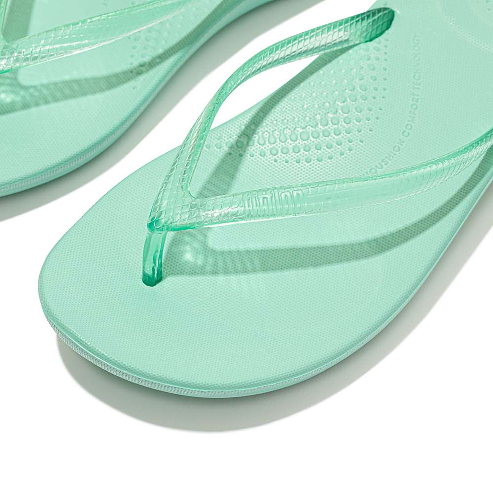 Fitflop IQUSHION Transparent Teenslippers Dames Groen | RHF547689