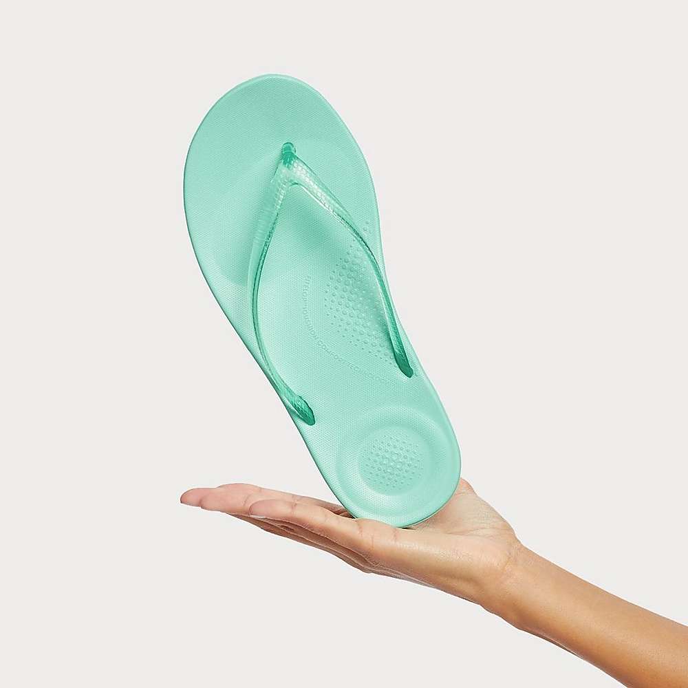 Fitflop IQUSHION Transparent Teenslippers Dames Groen | RHF547689