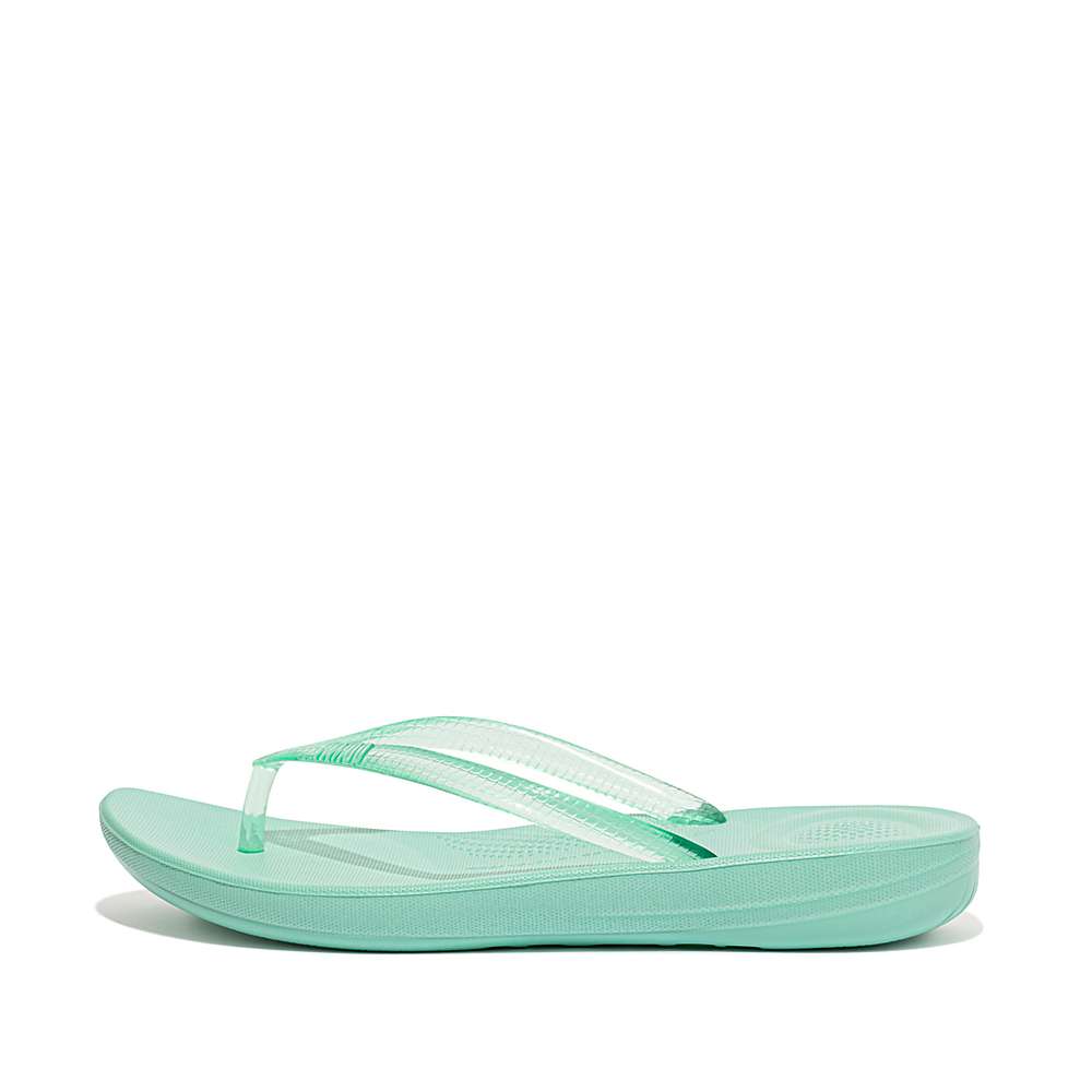 Fitflop IQUSHION Transparent Teenslippers Dames Groen | RHF547689