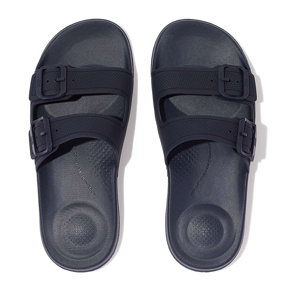 Fitflop IQUSHION Two-Bar Buckle Badslippers Dames Donkerblauw | BDG571683