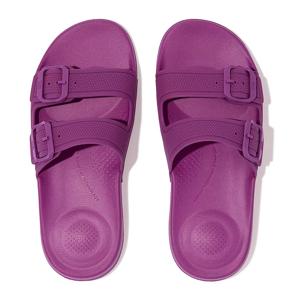 Fitflop IQUSHION Two-Bar Buckle Badslippers Dames Paars | CPR829374