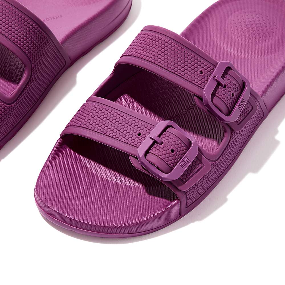 Fitflop IQUSHION Two-Bar Buckle Badslippers Dames Paars | CPR829374