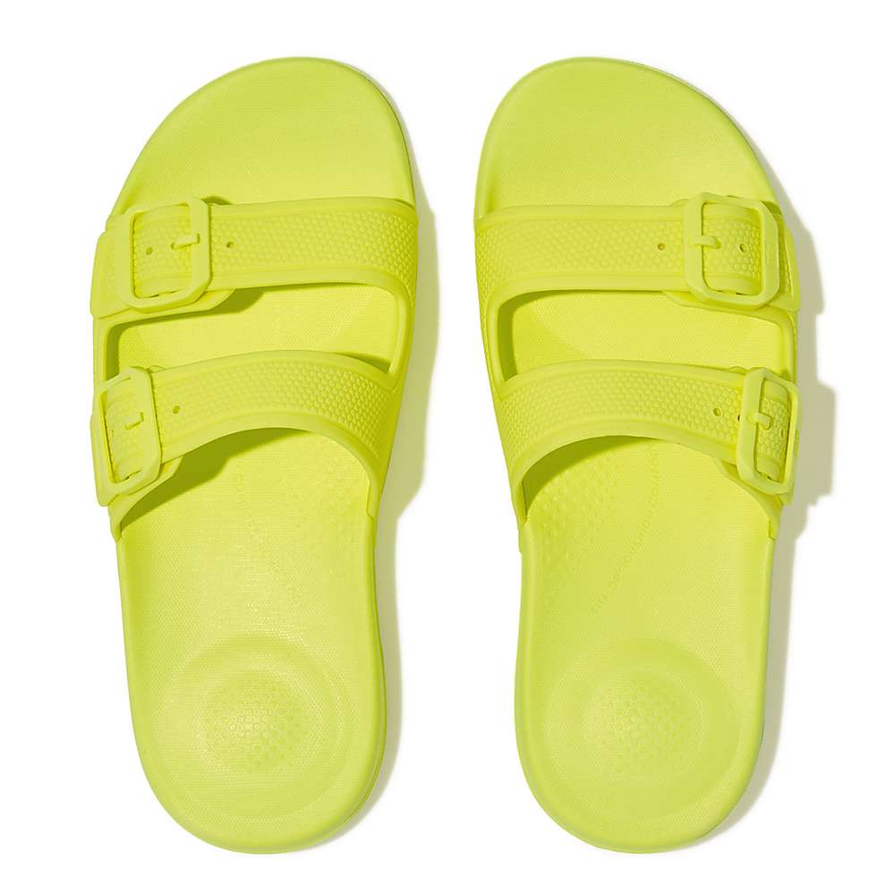 Fitflop IQUSHION Two-Bar Buckle Badslippers Dames Geel | MHT039826