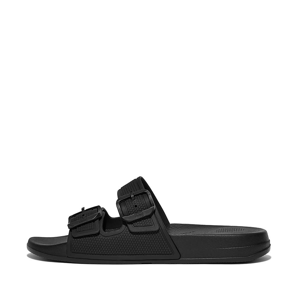 Fitflop IQUSHION Two-Bar Buckle Badslippers Dames Zwart | RAS035417