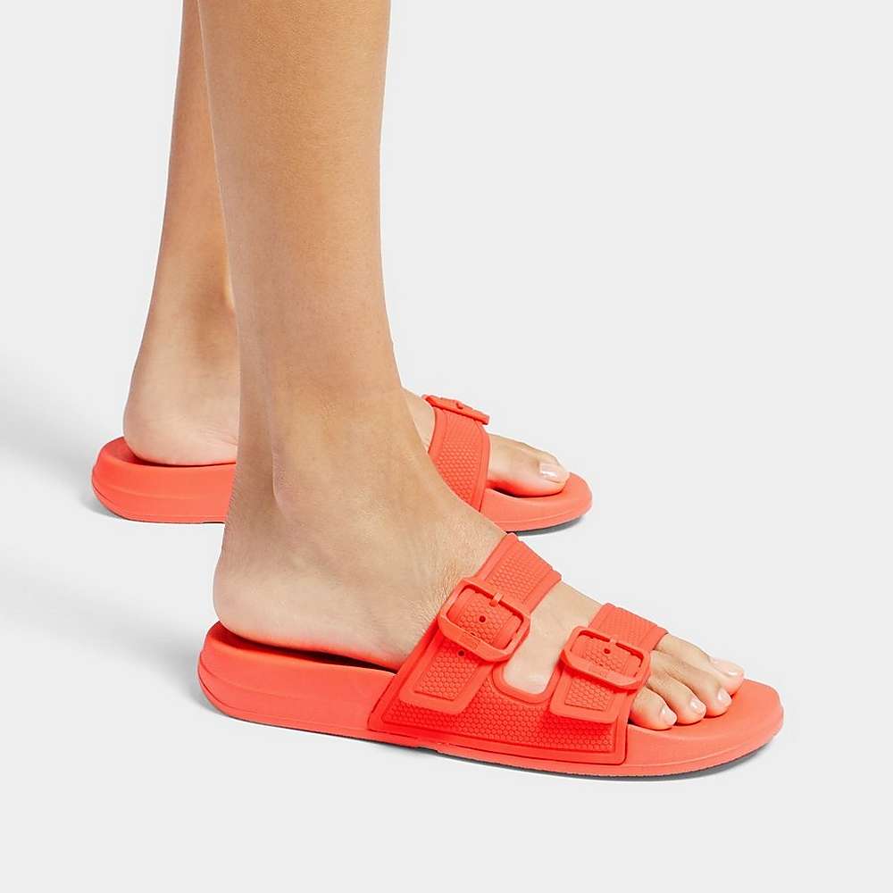 Fitflop IQUSHION Two-Bar Buckle Badslippers Dames Oranje | XVG648725