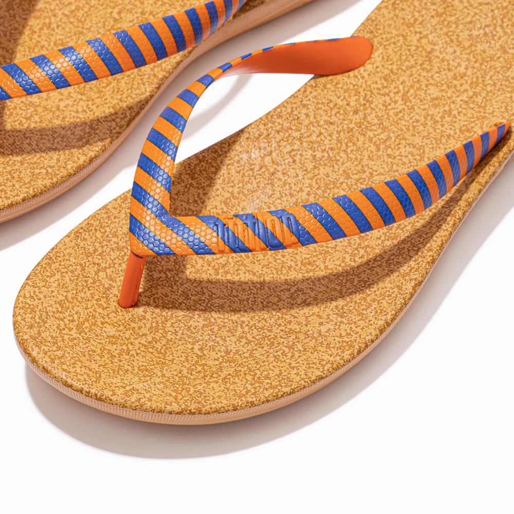 Fitflop IQUSHION X Yinka Ilori Teenslippers Heren Oranje Blauw | XFT349076