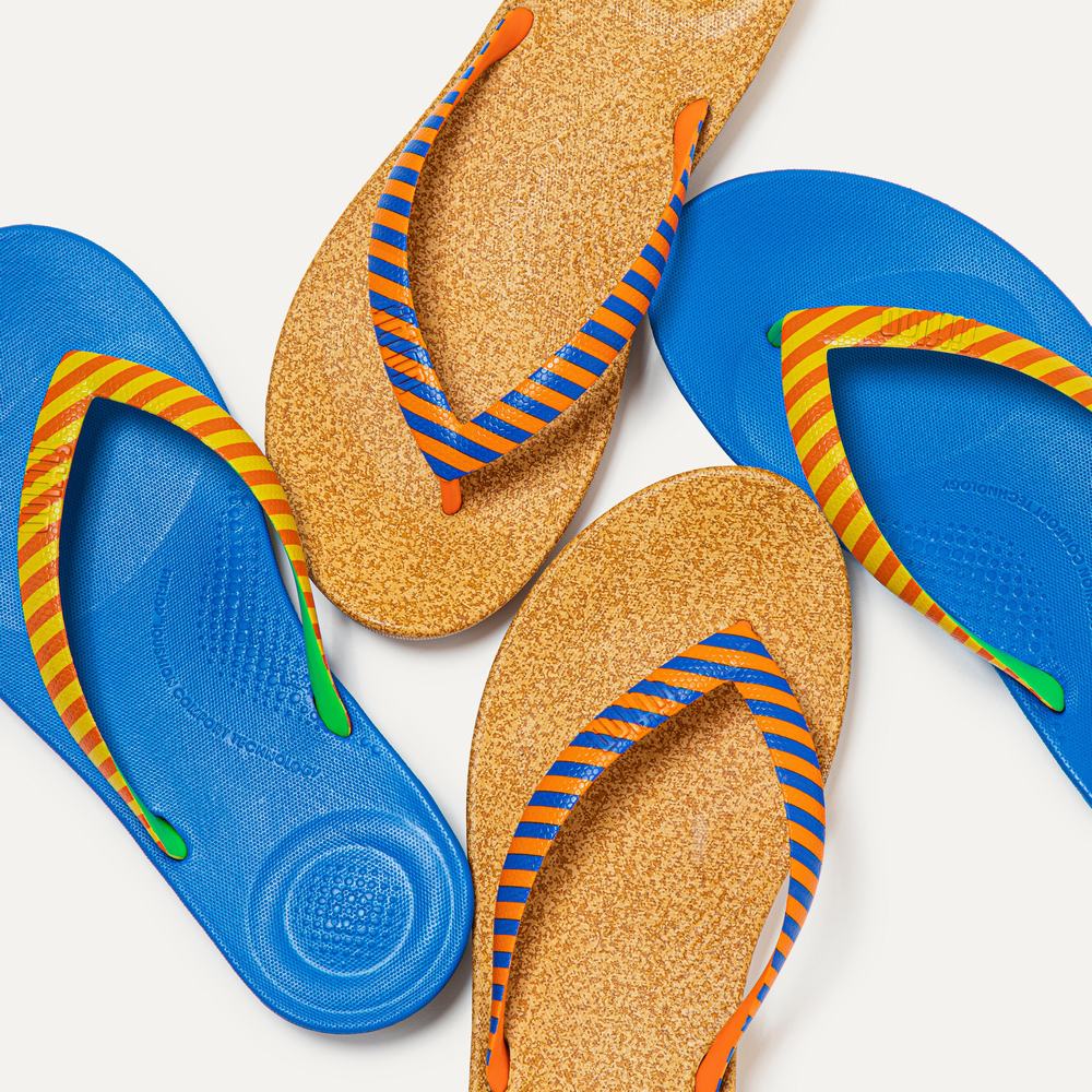 Fitflop IQUSHION X Yinka Ilori Teenslippers Heren Oranje Blauw | XFT349076