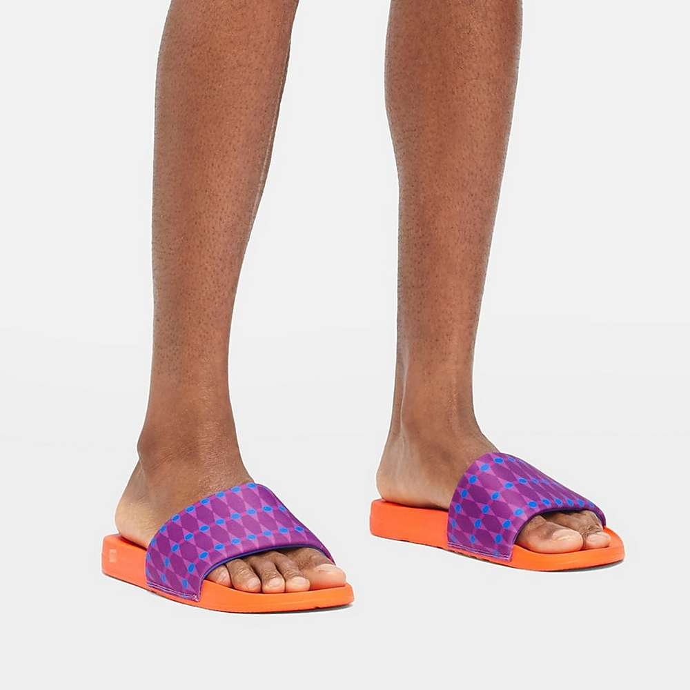 Fitflop IQUSHION X Yinka Ilori Water-Resistant Badslippers Heren Paars Blauw | RUM047315