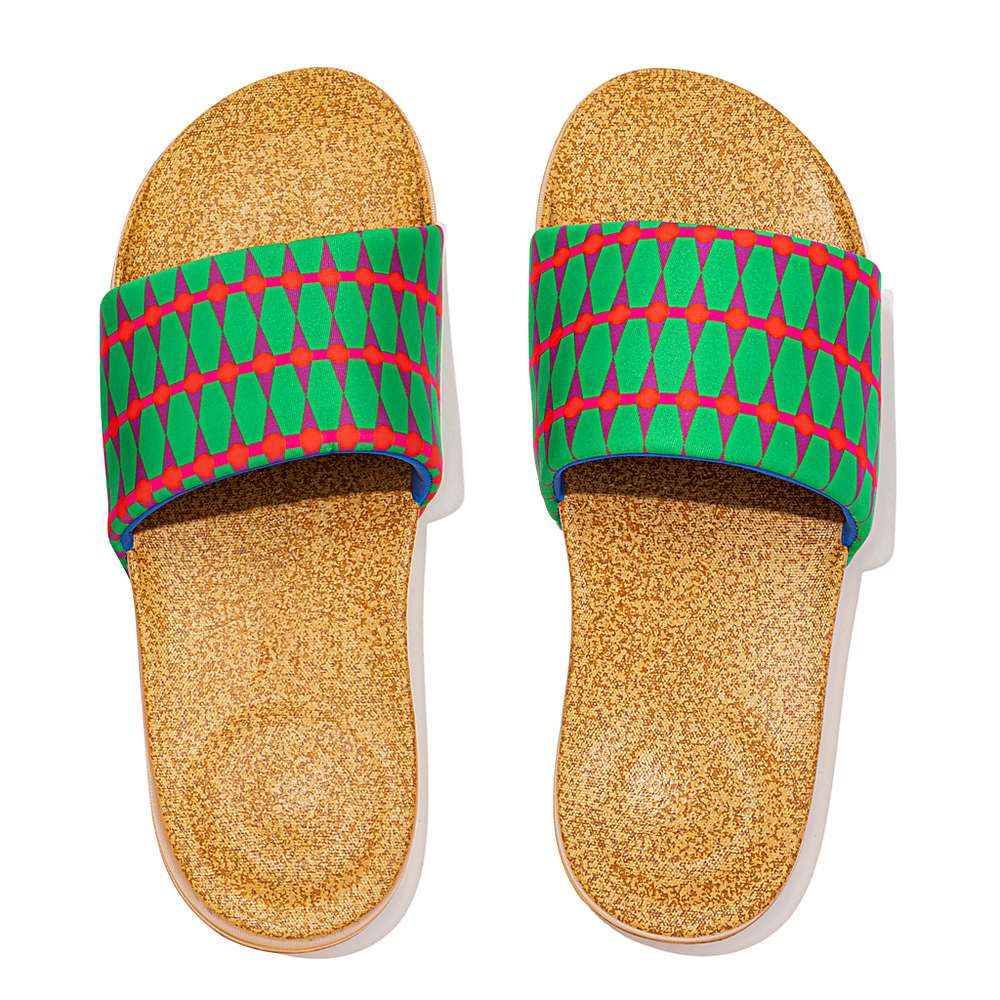 Fitflop IQUSHION X Yinka Ilori Water-Resistant Badslippers Heren Groen Rood | YLD956012