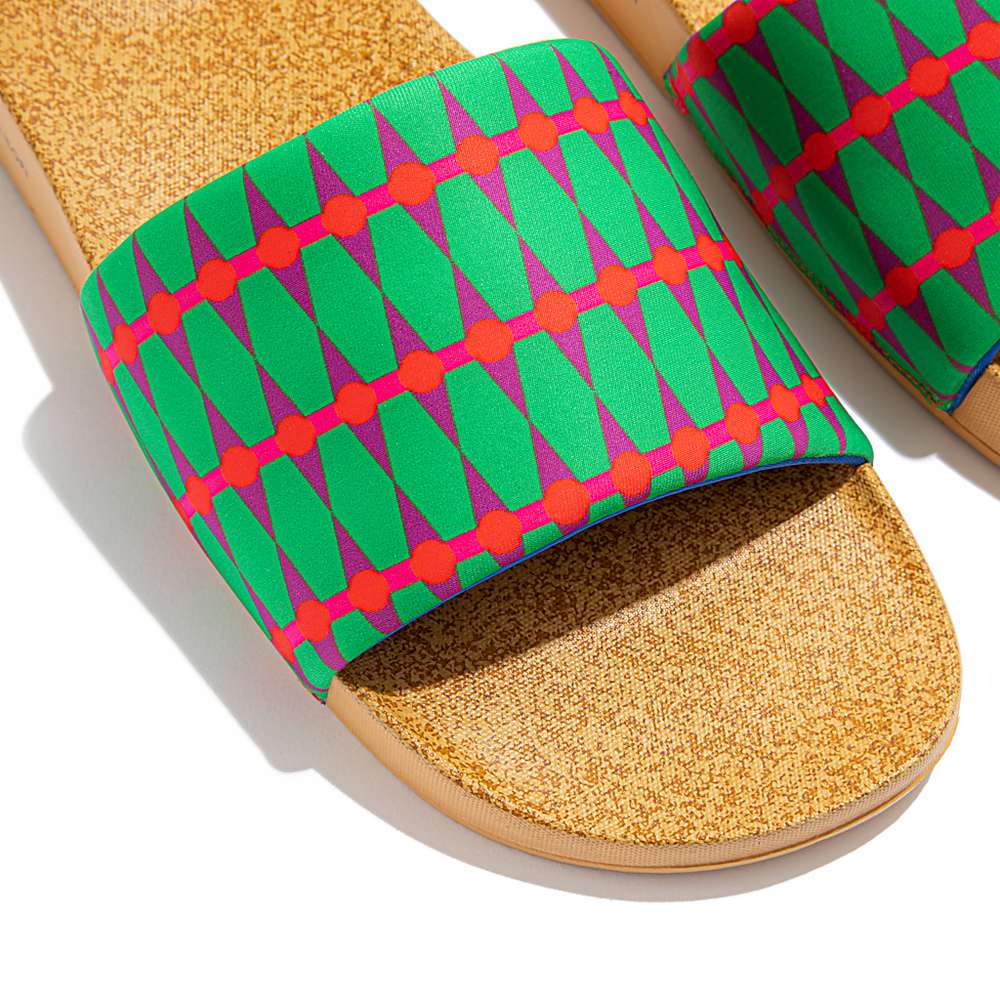 Fitflop IQUSHION X Yinka Ilori Water-Resistant Badslippers Heren Groen Rood | YLD956012