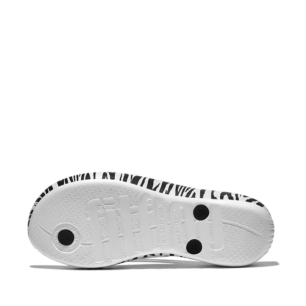 Fitflop IQUSHION Zebra Print Ergonomic Teenslippers Dames Zwart Wit | ZSB912306