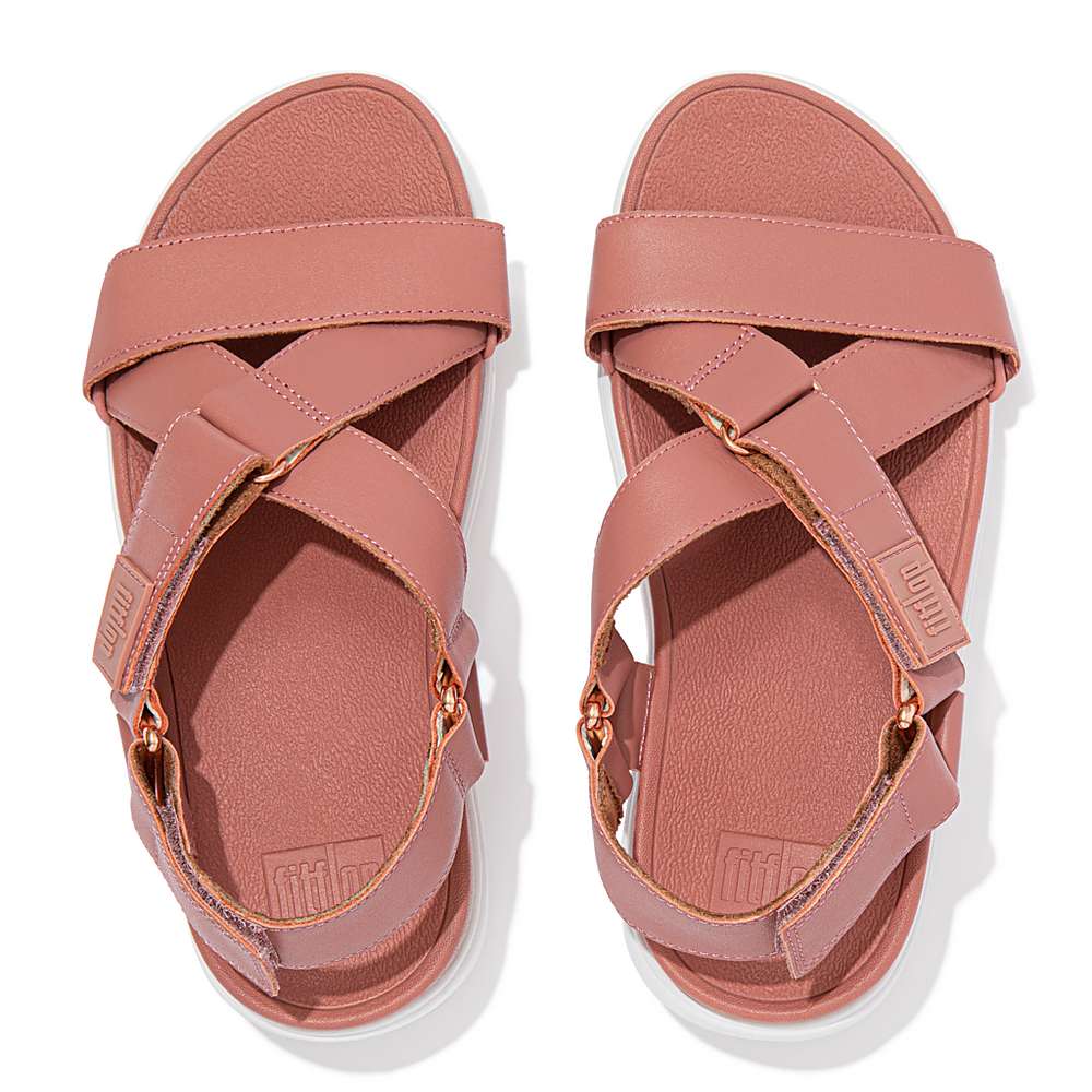 Fitflop LOOSH Leather Cross-Strap Sandalen Dames Roze | SIG896407