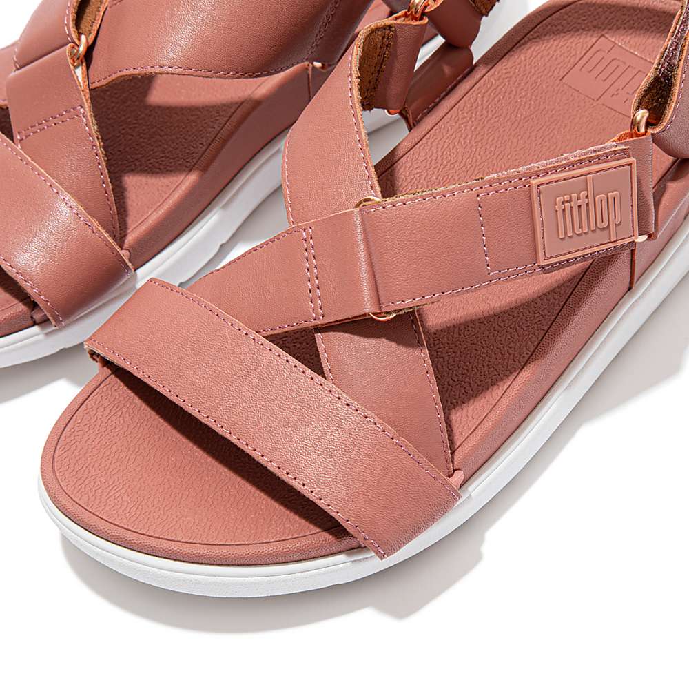 Fitflop LOOSH Leather Cross-Strap Sandalen Dames Roze | SIG896407