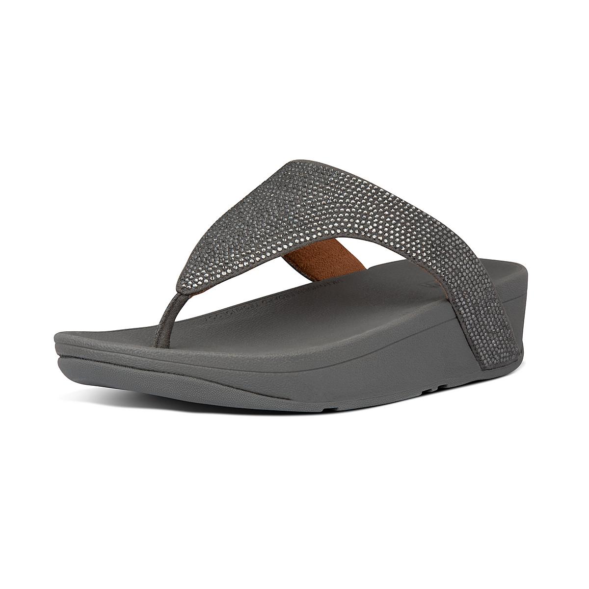 Fitflop LOTTIE Shimmercrystal Toe-Post Sandalen Dames Grijs | JUC817509