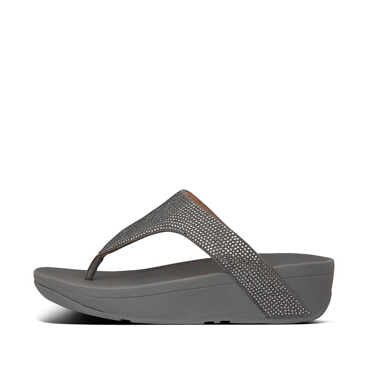 Fitflop LOTTIE Shimmercrystal Toe-Post Sandalen Dames Grijs | JUC817509