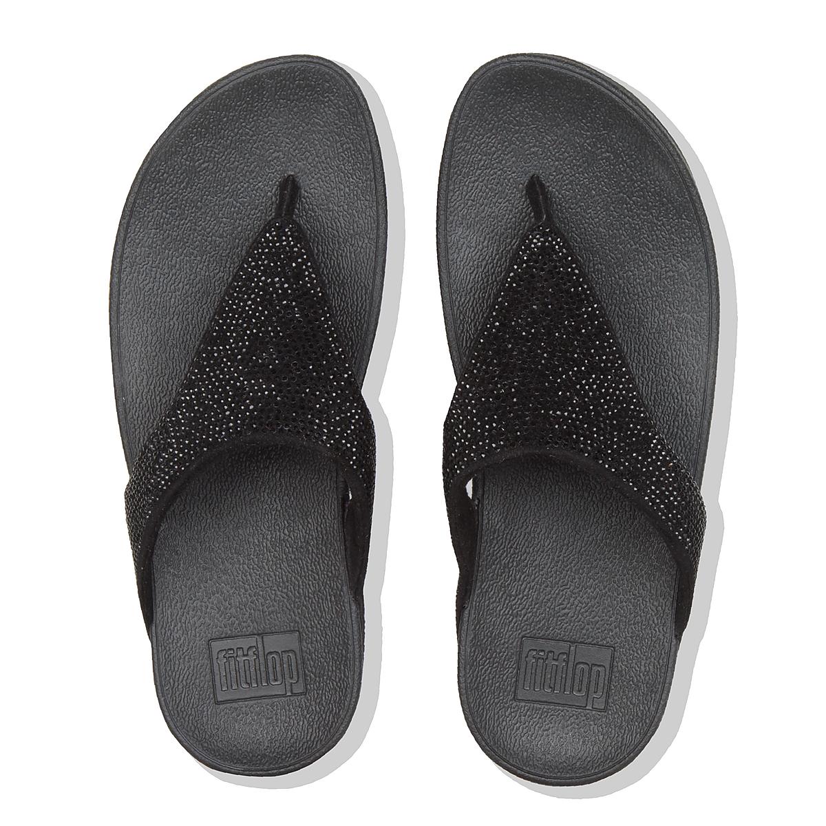 Fitflop LOTTIE Shimmercrystal Toe-Post Sandalen Dames Zwart | KXL372148