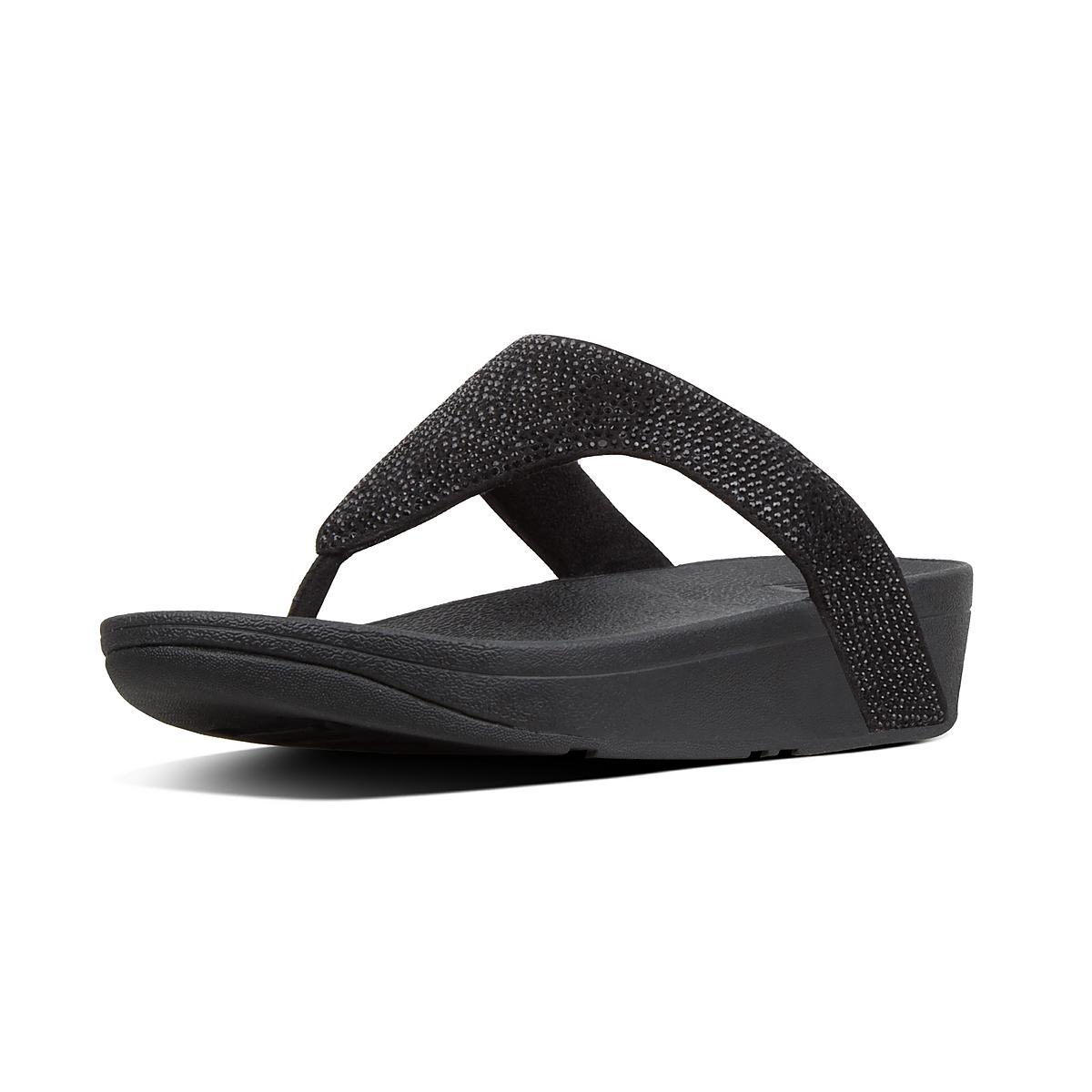 Fitflop LOTTIE Shimmercrystal Toe-Post Sandalen Dames Zwart | KXL372148