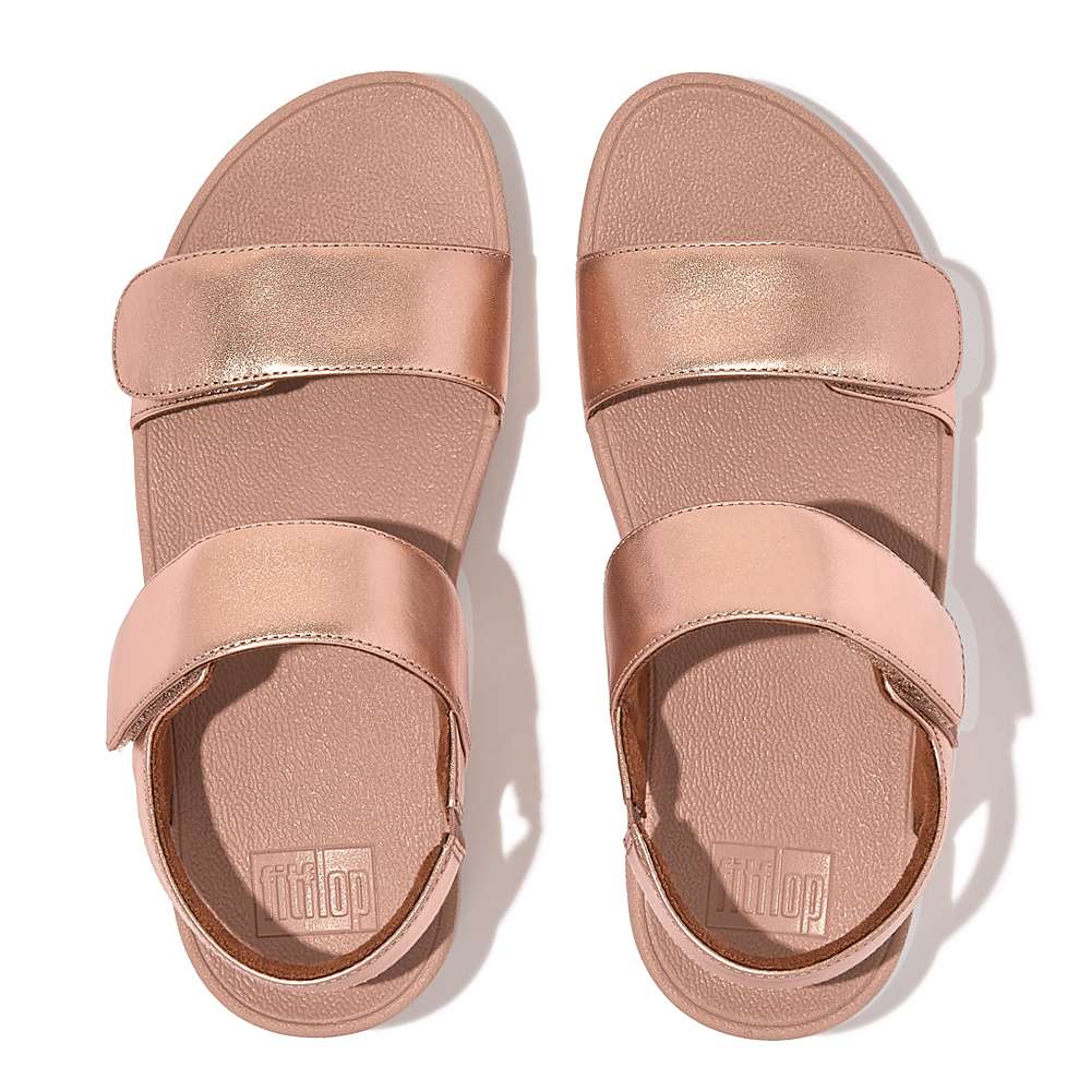 Fitflop LULU Adjustable Leather Sandalen Dames Roze Goud | DBG756108